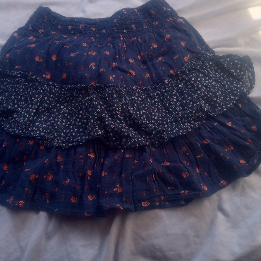 American Eagle Outfitters Blue and Red Mini Bubble Skirt